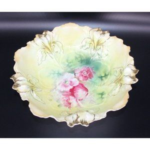 R S PRUSSIA Yellow Iris Gold Embossed Bowl